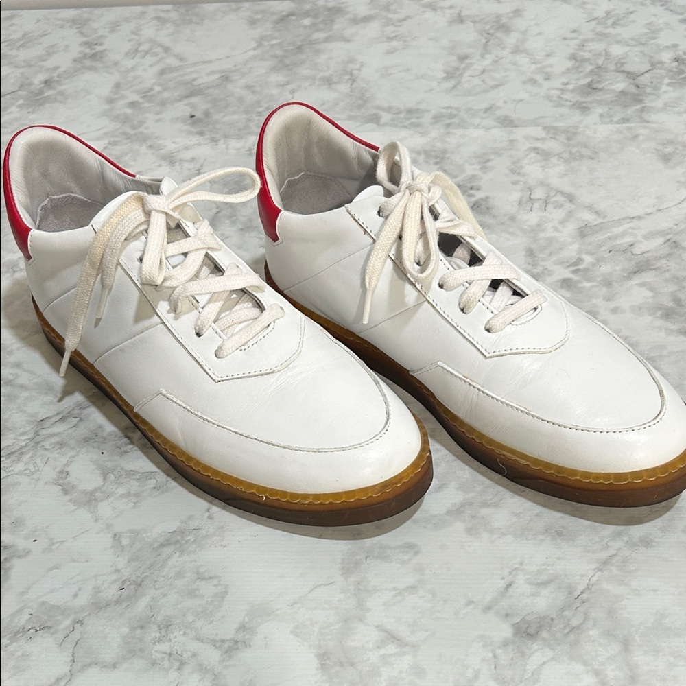 JAK UNISEX  SHOES ATLAS LIMITED RELEASE WHITE RED SNEAKERS Sz 39 M7 W8.5